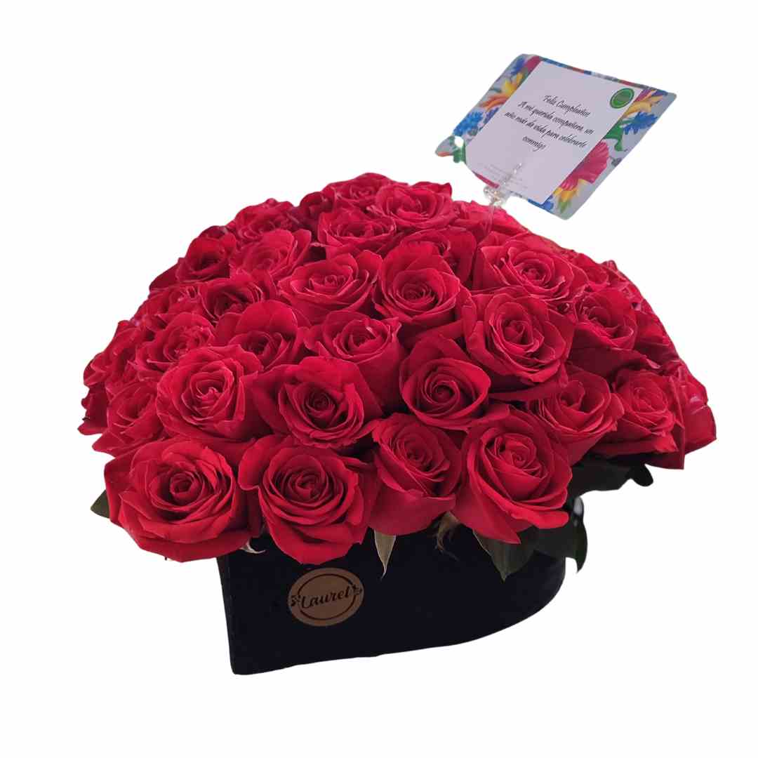 Caja corazón Rosas Rosas - Jardinería Diego